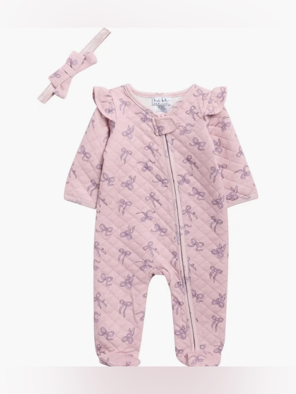 NICOLE MILLER NEW YORK QUILTED FOOTIE & HEADBAND Set